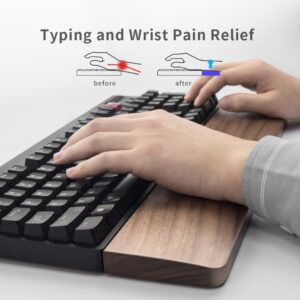 Walnut Wooden Mechanical Keyboard Wrist Rest with Anti-Slip Mat Ergonomic Gaming Desk Wrist Pad Support 61 87 104 Keys