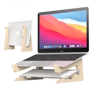Wood Laptop Stand Holder Increased Height Storage stand for Macbook 13 15 Inch Notebook Vertical Base Cooling Stand Mount