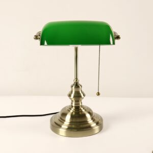 Retro industrial Classical E27 banker table lamp  Green glass lampshade cover with switch desk lights for bedroom study reading